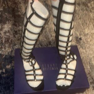 Stuart Weitzman Black Gladiator Sandals